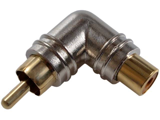 Adapter przejściówka wtyk RCA - gniazdo RCA kątowy