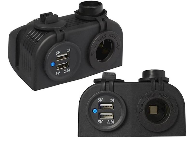 Ładowarka samochodowa 2xUSB+ gniazdo zapalniczki