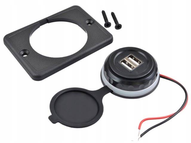 Ładowarka sam. montażowa 2x USB 5V 3.1A - biała