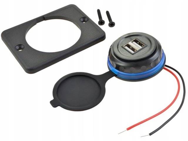 Ładowarka sam. montażowa 2xUSB 5V 3.1A - niebieska