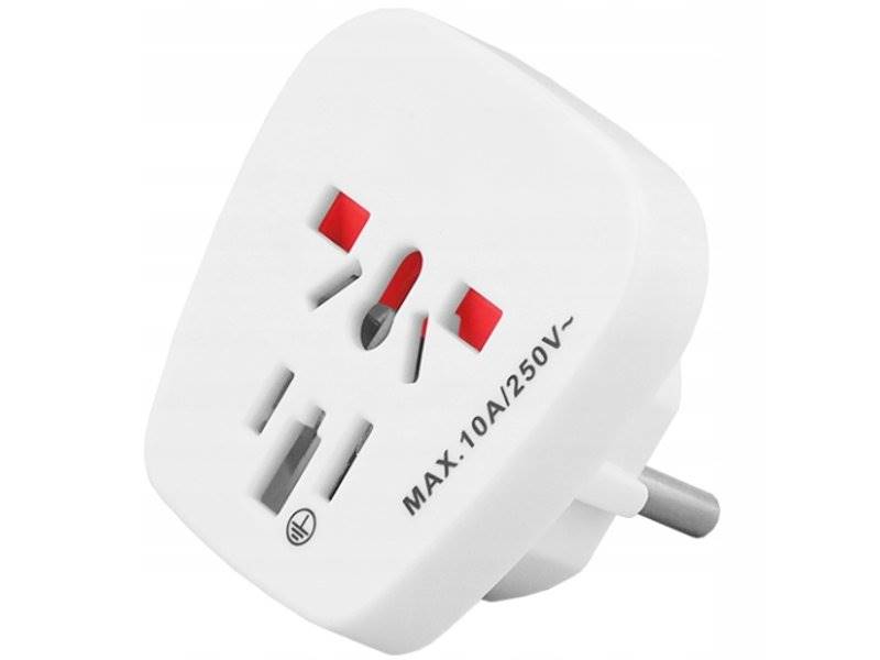 Adapter podróżny sieciowy POLSKA wt.- UK / USA gn.