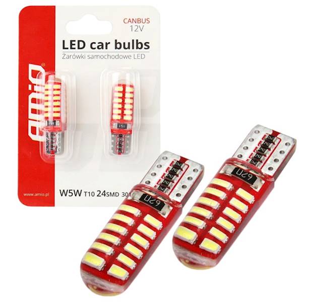 Żarówka samochodowa LED T10 W5W 12V silikon AMIO
