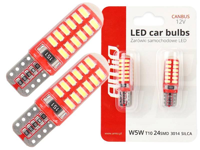 Żarówka samochodowa LED T10 W5W 12V silikon AMIO