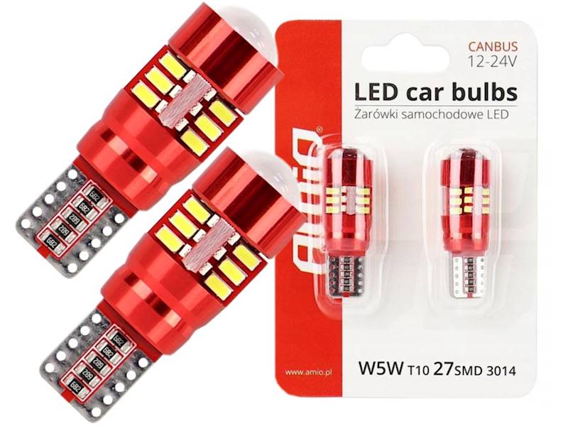 Żarówka samochodowa LED W5W Canbus 27SMD AMIO