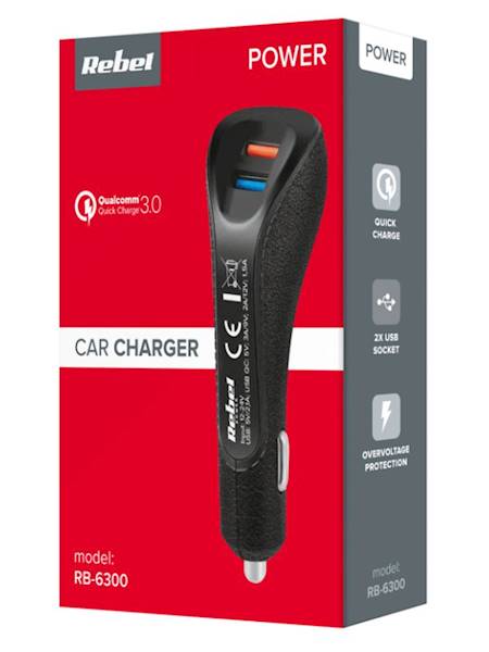 ŁADOWARKA SAMOCHODOWA 12-24V Quick Charge3.0 REBEL