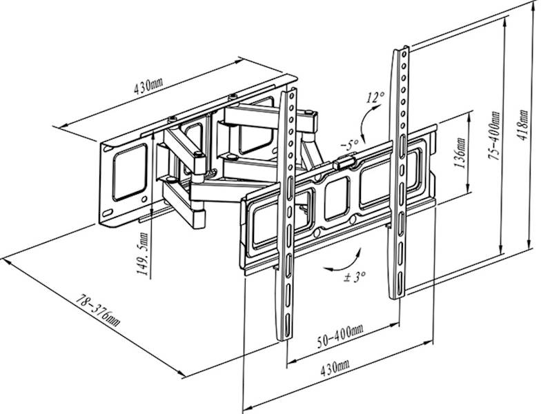 Uchwyt Wieszak do TV LCD 32"-55" 35kg regulowany