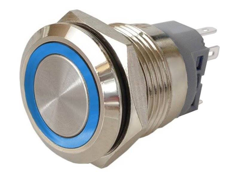 PRZYCISK WANDALOODPORNY LED CHWILOWY 25mm niebiesk