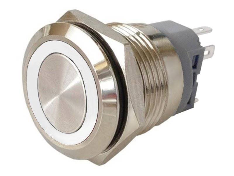 PRZYCISK WANDALOODPORNY LED ON-OFF 25mm biały