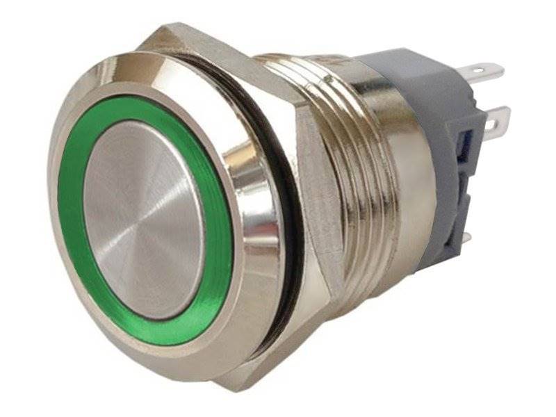 PRZYCISK WANDALOODPORNY LED ON-OFF 25mm zielony