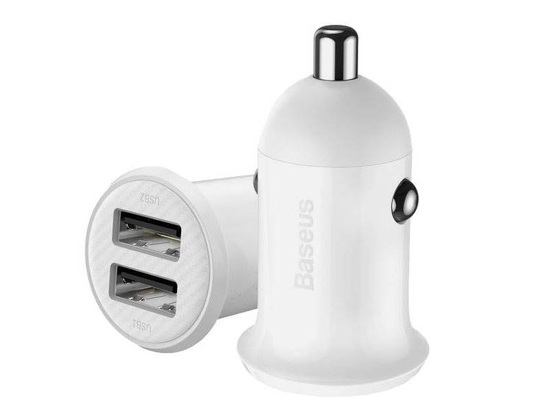 Ładowarka samochodowa BASEUS 2xUSB 4,8A biała