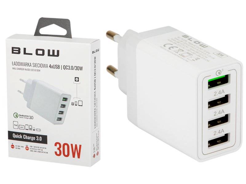 Ładowarka sieciowa szybkie ład. 4x USB QC 3.0 30W