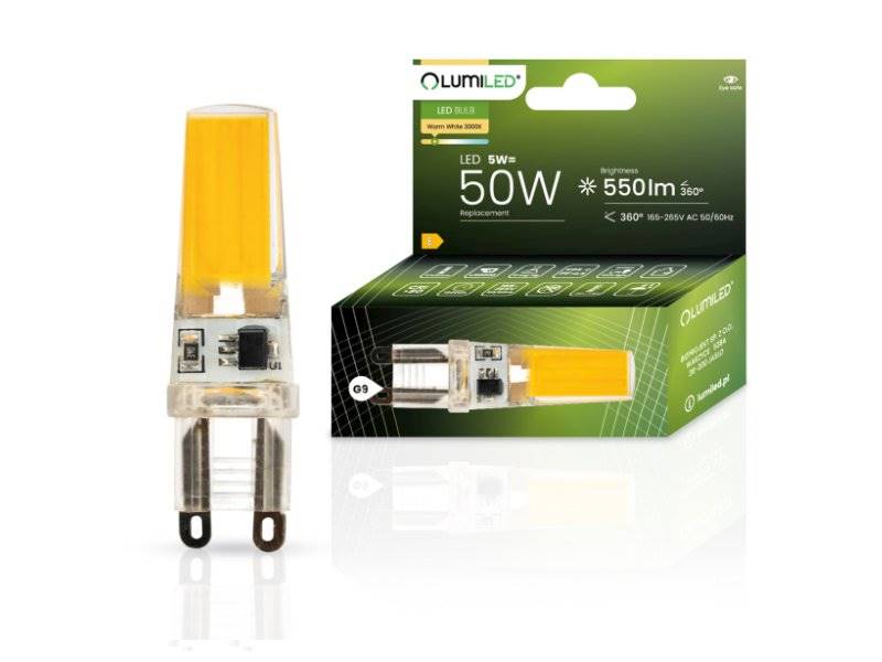Żarówka LED G9 5W 550lm - biała ciepła LUMILED
