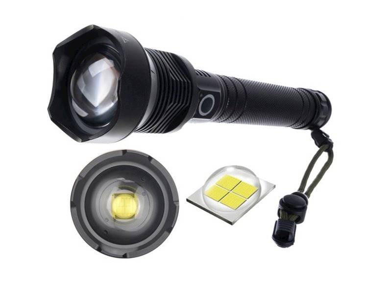 Latarka LED dioda P70 USB 2x akum. 26650