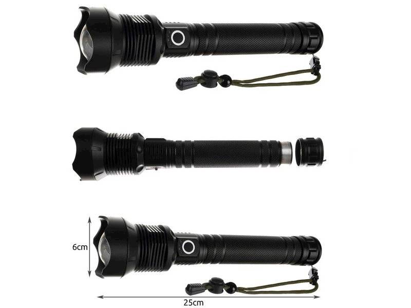 Latarka LED dioda P70 USB 2x akum. 26650