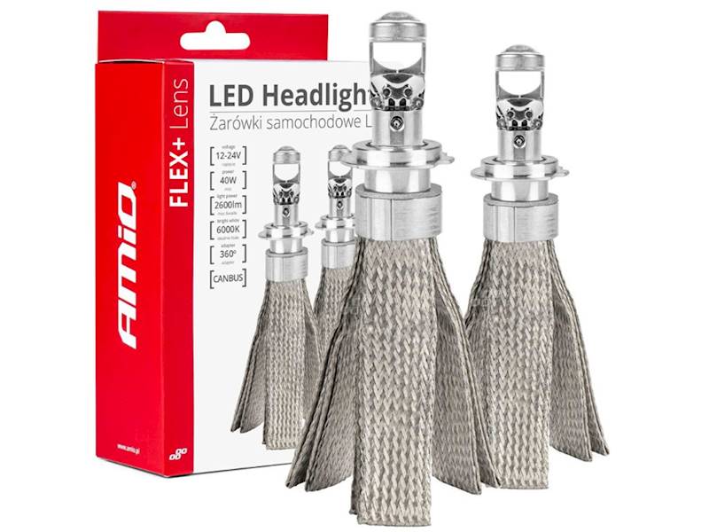 Żarówki samochodowe LED FLEX H7 40W soczewka AMIO