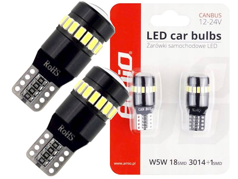Żarówka samochodowa LED 18+1 CANBUS T10 W5W AMIO