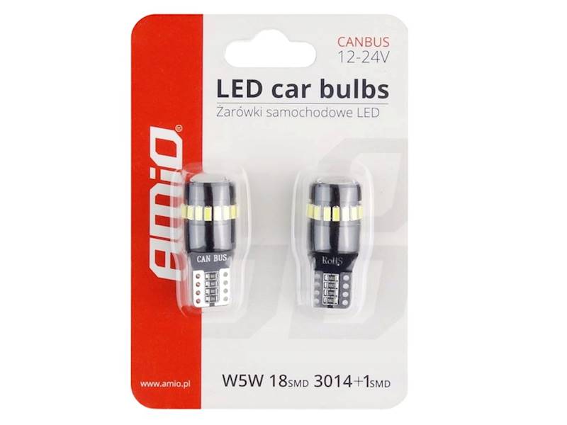 Żarówka samochodowa LED 18+1 CANBUS T10 W5W AMIO