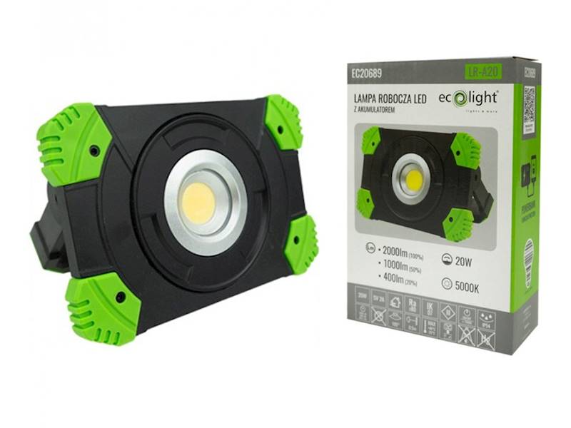 Lampa robocza naświetlacz LED 20W+ akumulator