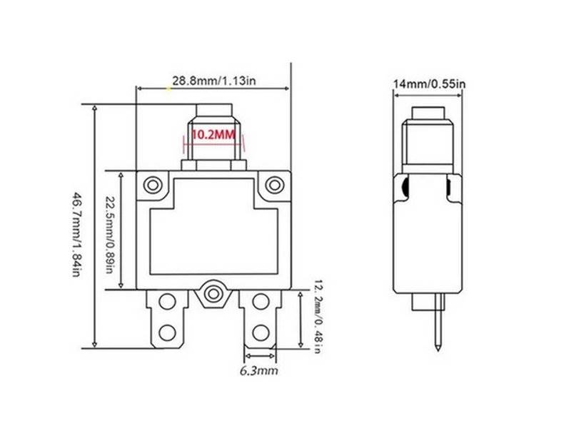 WYŁĄCZNIK NADPRĄDOWY BIMETALICZNY MR1 10A 250V