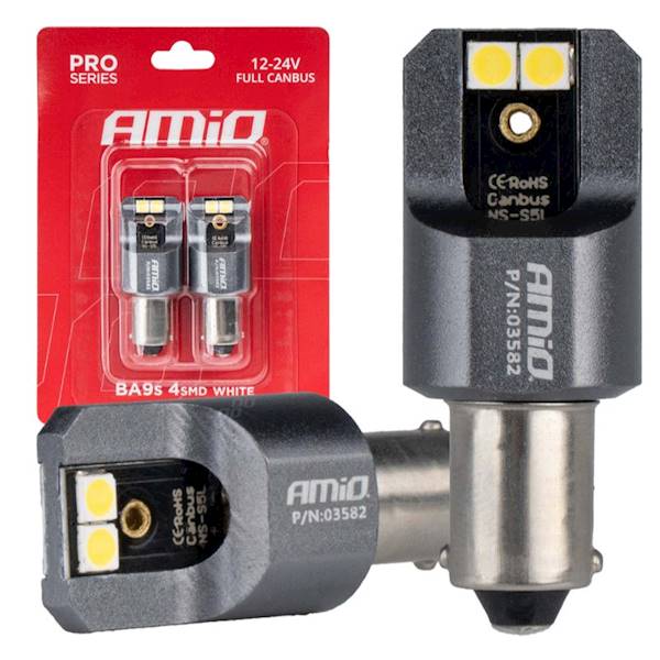 Żarówka samochodowa 4x LED BA9S T4W 12-24V AMIO