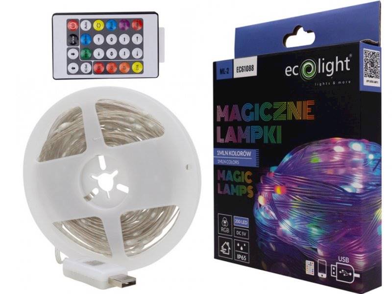 MAGICZNE LAMPKI 1MLN KOLORÓW 200 LED 10m DC5V