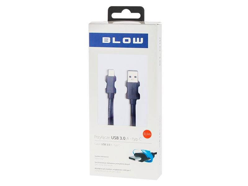 Kabel USB 3.0 A - wtyk USB C czarny 0,5m