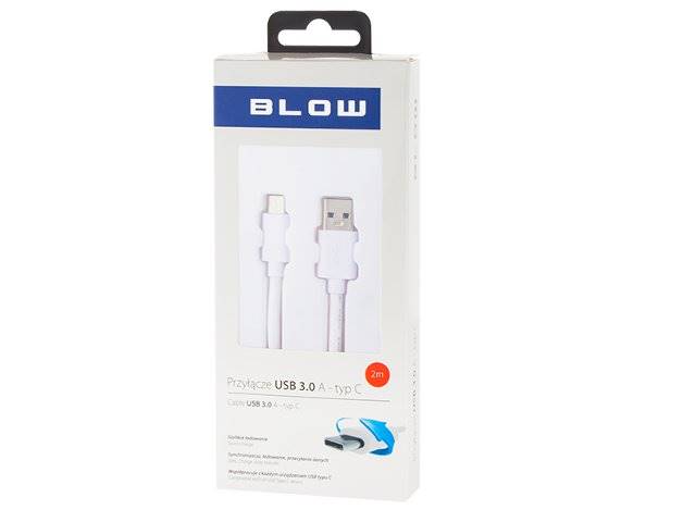 Przyłącze kabel USB 3.0A - USB typ C 2m BLOW biały