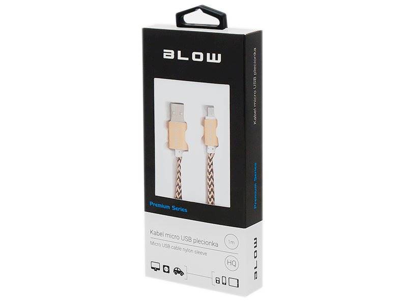 Kabel przewód USB - micro USB 1m złoty