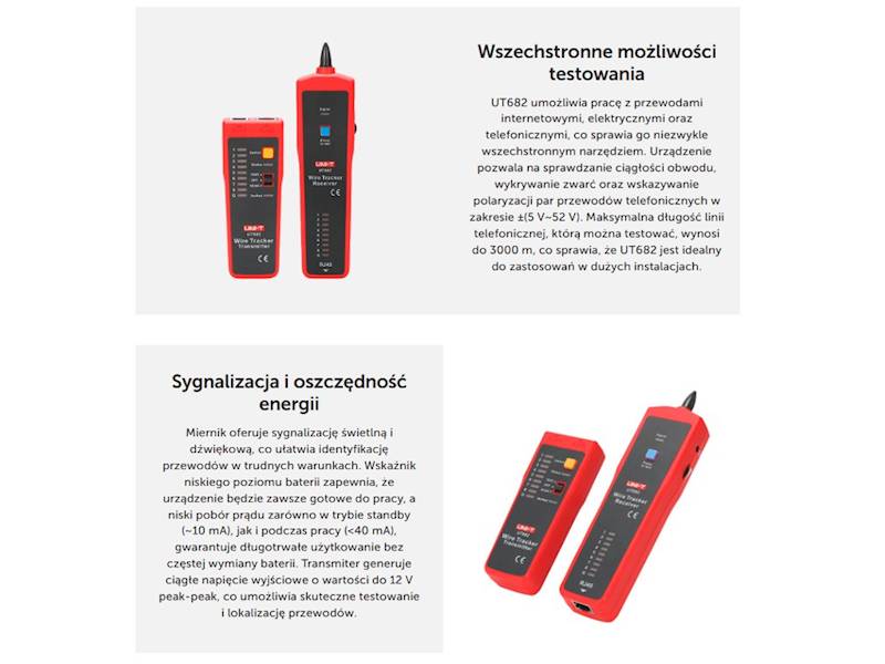 Miernik szukacz par przewodów + tester RJ45 UT682
