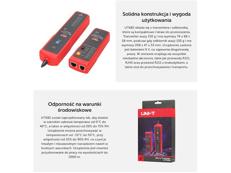 Miernik szukacz par przewodów + tester RJ45 UT682
