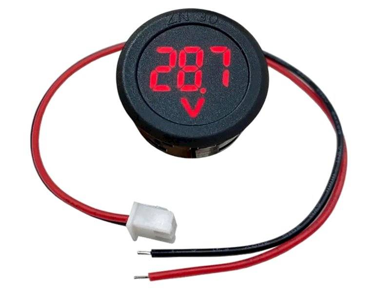 Woltomierz LED okrągły cyfrowy 34mm 4,5-100V RED
