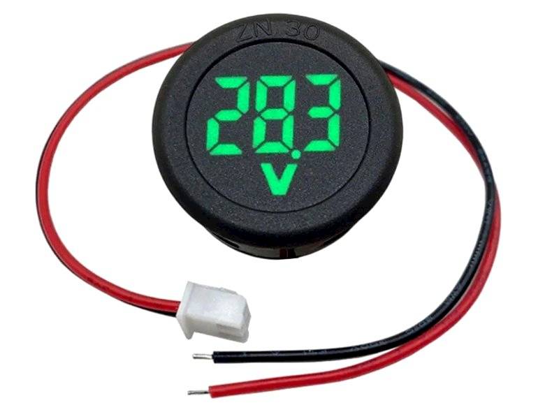 Woltomierz LED okrągły cyfrowy 34mm 4,5-100V GREEN