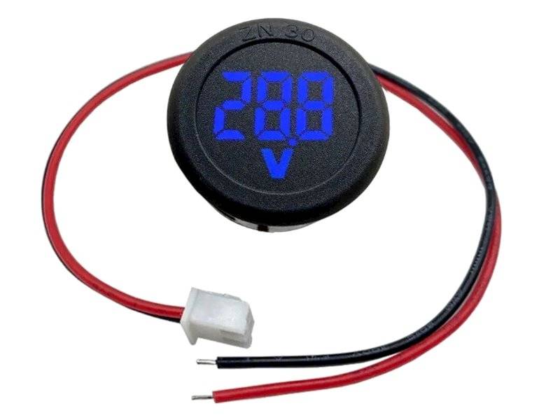 Woltomierz LED okrągły cyfrowy 34mm 4,5-100V BLUE