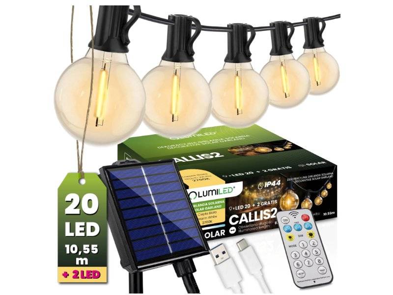 Girlanda LED SOLARNA 10m + pilot CALLIS2