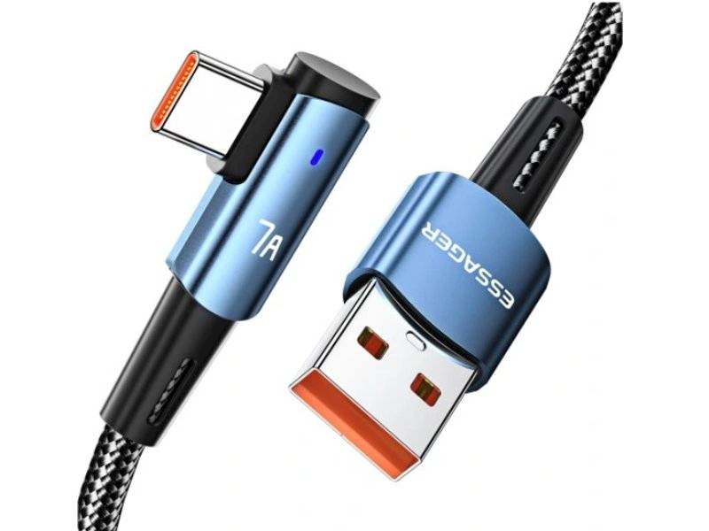 Kabel przewód USB - USB C wtyk kątowy 1m