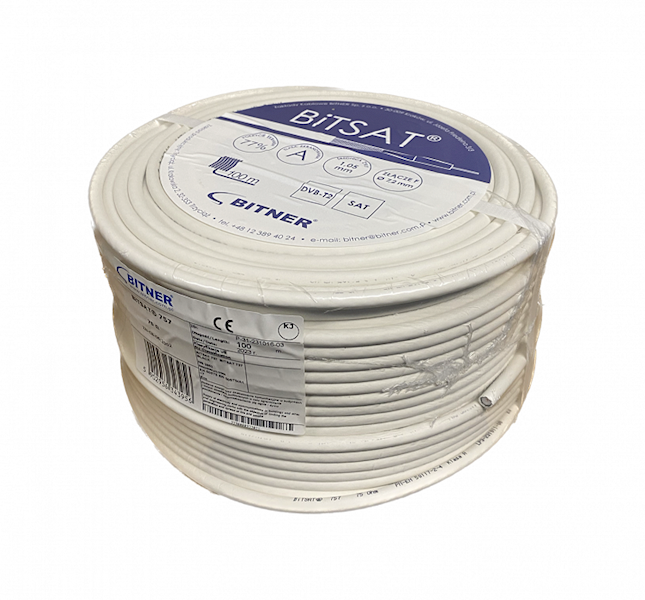 Przewód antenowy koncentryczny BITSAT 757 biały 1m
