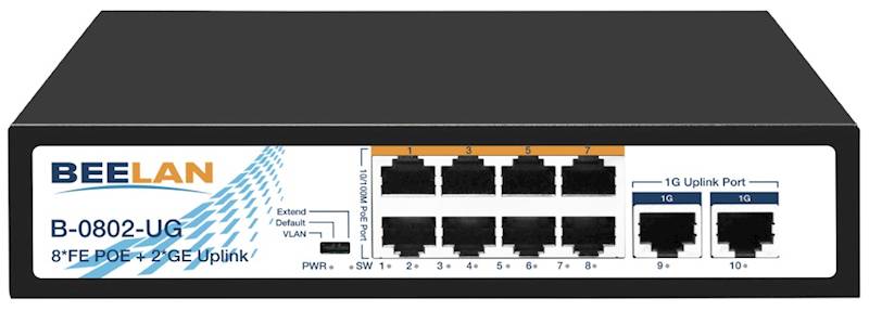 Switch POE 8 portowy 100Mb/s + 2x1Gb/s 90W BEELAN