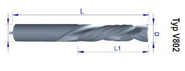 Frez VHM V802 D=6x25/65 Z=2+2 powłoka X-tremeBlue