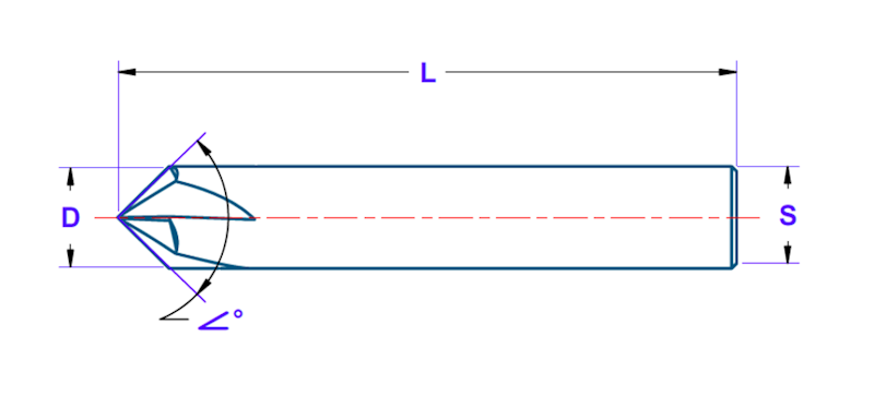 MF Fazownik do metalu D=14 Z=4 kąt wierzchołkowy 90 stopni, powłoka XA (TiAlN)