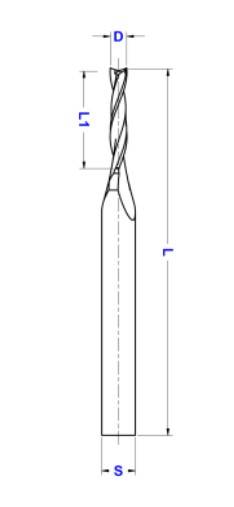 Frez spiralny VHM Z=2 D=2x6/50 uchwyt s-8