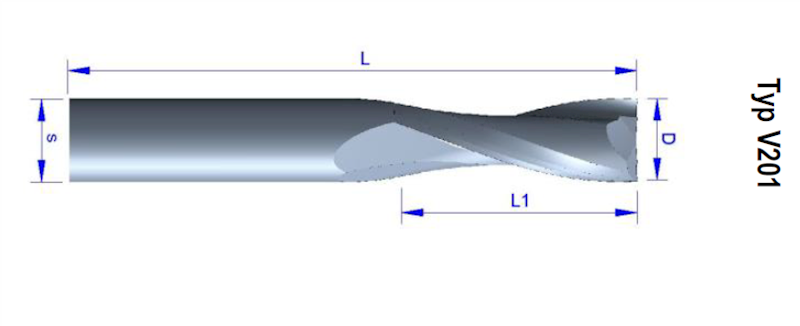 Frez spiralny VHM Z=2 D=5x17/65 negatyw z powłoką XB