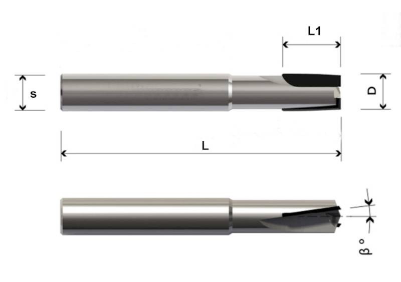 Frez DIAmentowy D=8x12 / 8 Z=2 ostrze proste negatywne