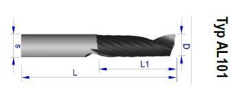 Frez VHM spiralny Z=1, D=3; L1=12; L=50 s=3 do ALU, AL101.030.012.050