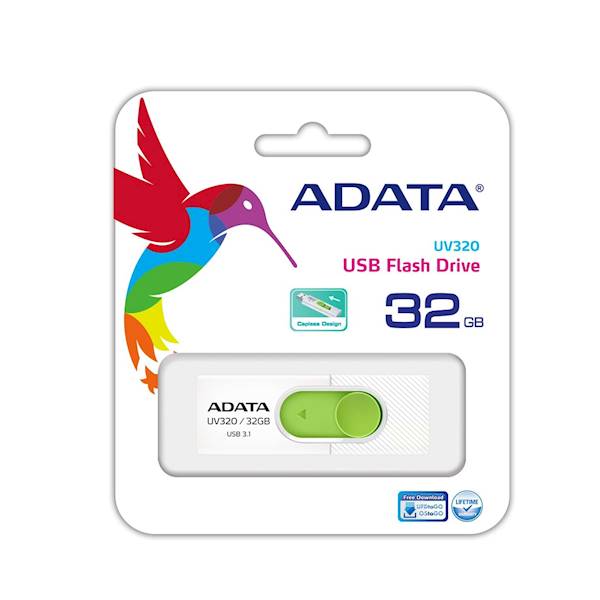 PAMIĘĆ FLASH A-DATA 32GB UV320 USB 3.0 WHITE/GREEN
