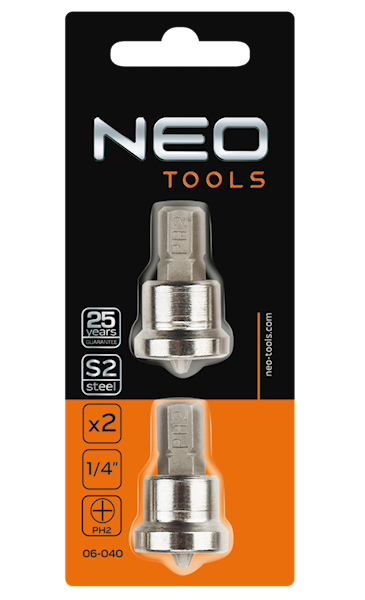 Końcówki wkrętak.PH2x25mm z ograniczn. 2szt. NEO
