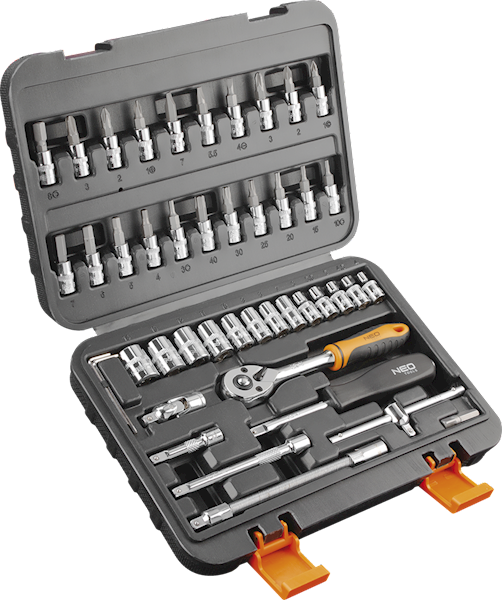 Klucze nasadowe 1/4" + trzp. 4-14 kpl.46szt. NEO