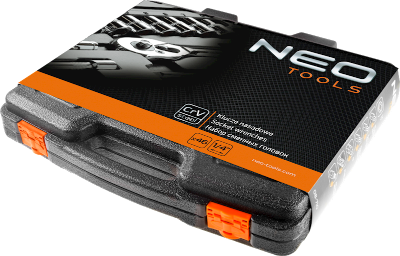 Klucze nasadowe 1/4" + trzp. 4-14 kpl.46szt. NEO