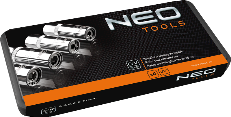 Ściągacze do szpilek (nasadki) zestaw 4szt. NEO