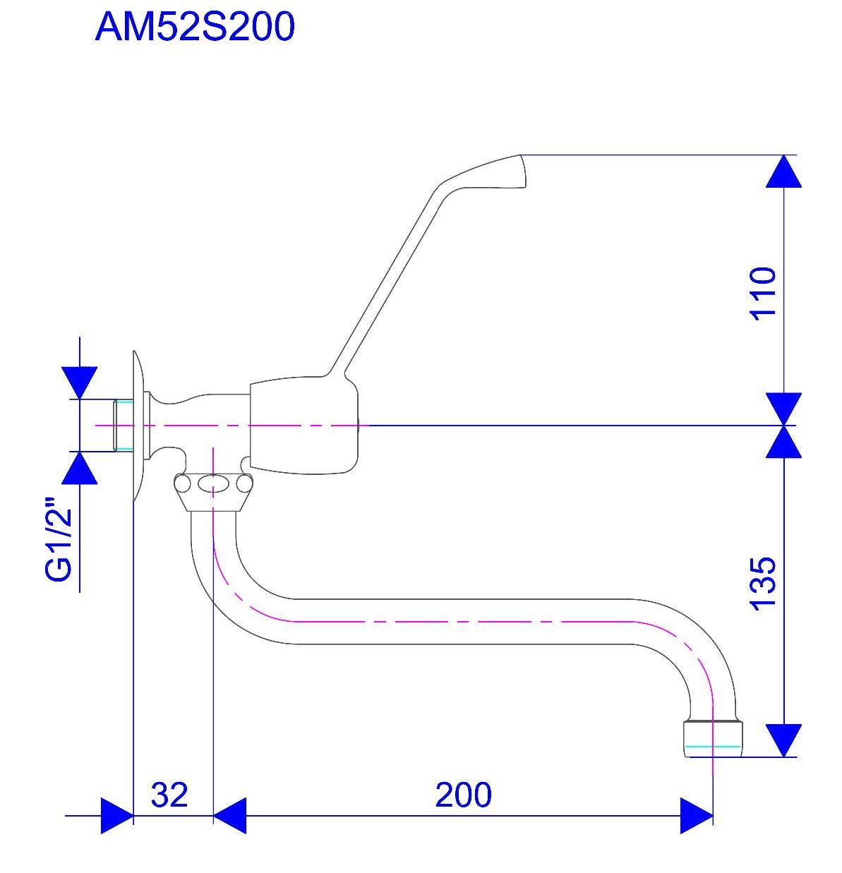 ROSAN Zawór ścienny "lekarski" S 200 MEDICAL AM52S200