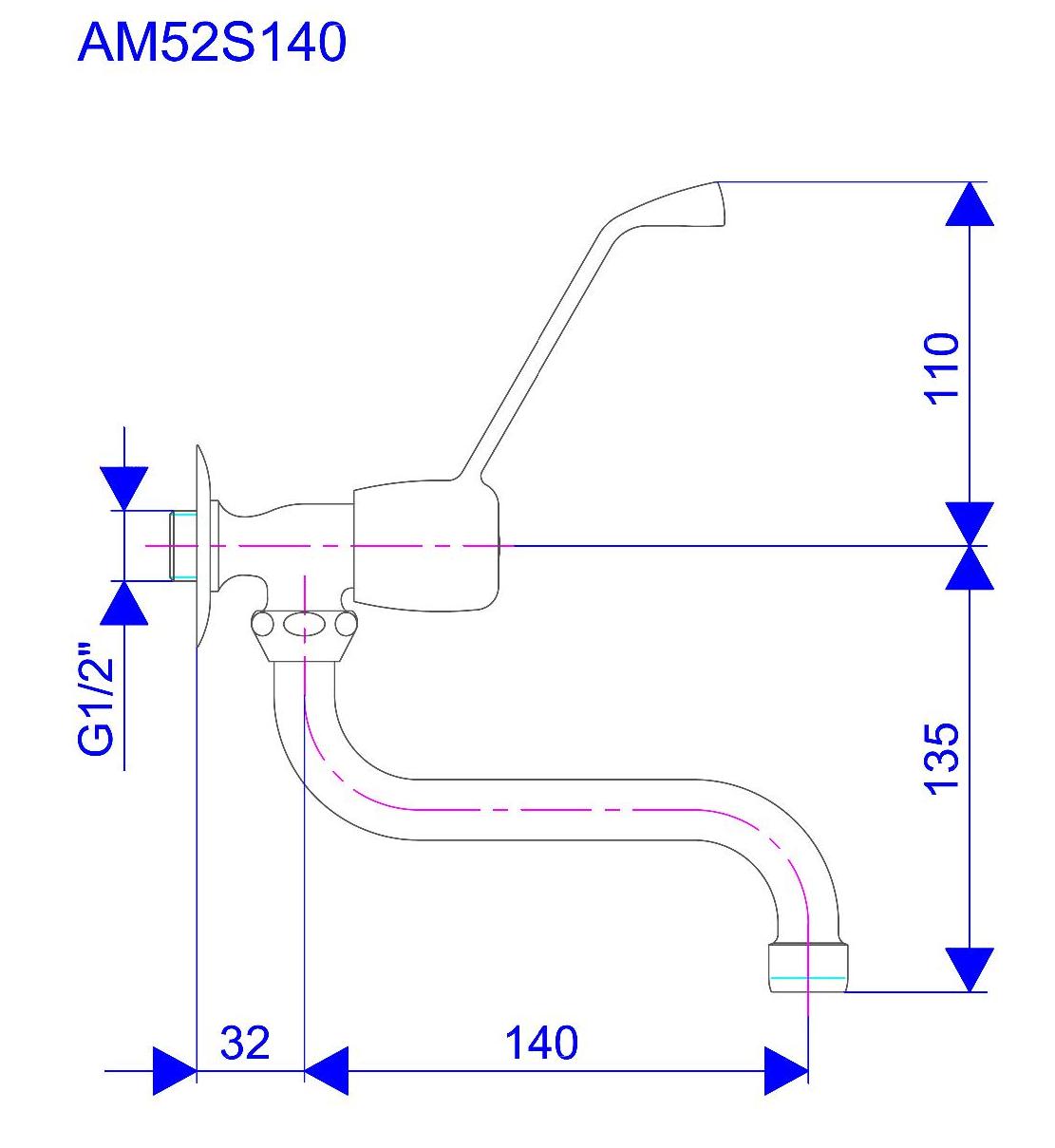 ROSAN Zawór ścienny "lekarski"  S 140 MEDICAL AM52S140
